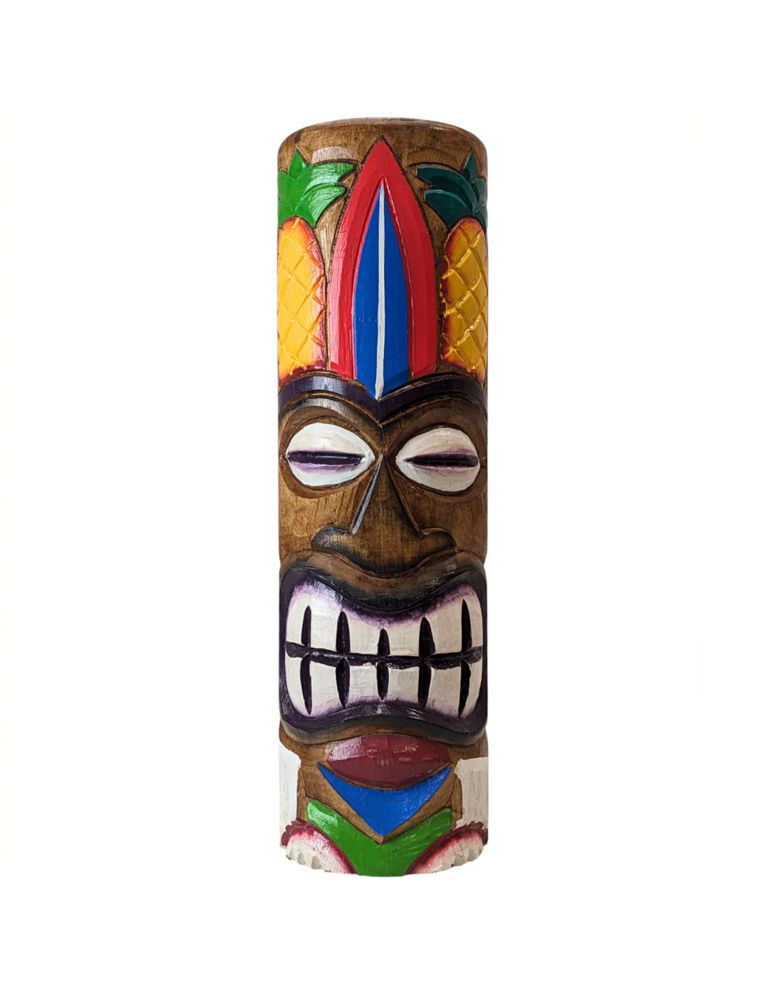 Totem Tiki 50cm en bois sculpté main, sculpture tropicale haut de gamme