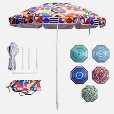 6ft Beach Umbrella - Heavy Duty Wind Resistant UV 50 Portable Sun Shade with...