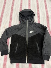 Nike Boys Trim Jacket Soft Sherpa Full Zip Black Fleece Size Size M