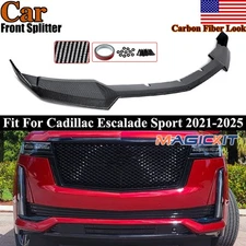 For Cadillac Escalade Sport 2021-25 Front Bumper Splitter Lip Carbon Fiber Look