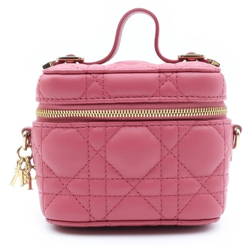 Christian Dior Lady Micro Vanity 2-way Handbag Mini Bag Shoulder Pink Used 24adb