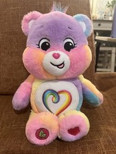 Care Bears Togetherness Bear Rainbow Tie-Dye Plush Toy - Excellent Condition