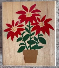 Hero Arts Rubber Stamp Wood Mount Poinsettia Flower Plant H2570 3.25" x 2.75"