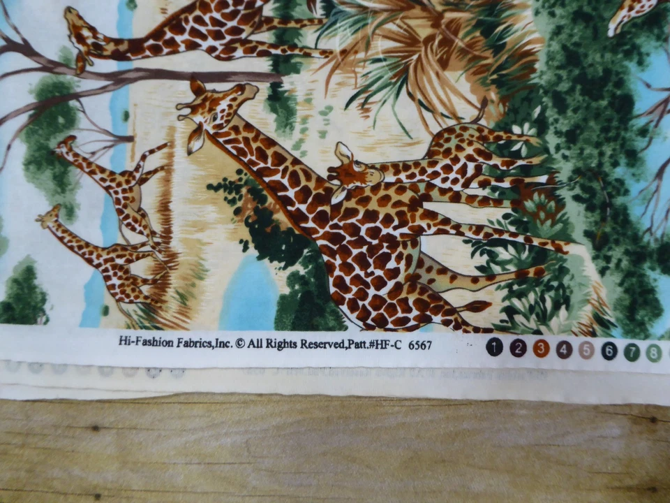 Tecidos de alta moda girafas árvores cena safári tecido de algodão 42" largura 3 jardas - Imagem 2 de 4