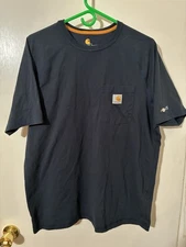 Carhartt Force Adult Large Relaxed Fit Dark Blue Work T-Shirt w/ Front Pocket