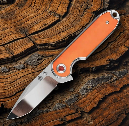 QSP Knife Nebula Folding Knife 3" 14C28N Sandvik Steel Blade Orange Bone Handle - Picture 1 of 5