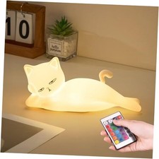 Lying Flat Cat Lamp Cat Gifts, 16 Colors 5 Lying Cat Night Light