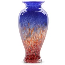 11.8" Tall Blue Glass Vase Beautiful Hand Blown Glass Vase Modern Art Home...