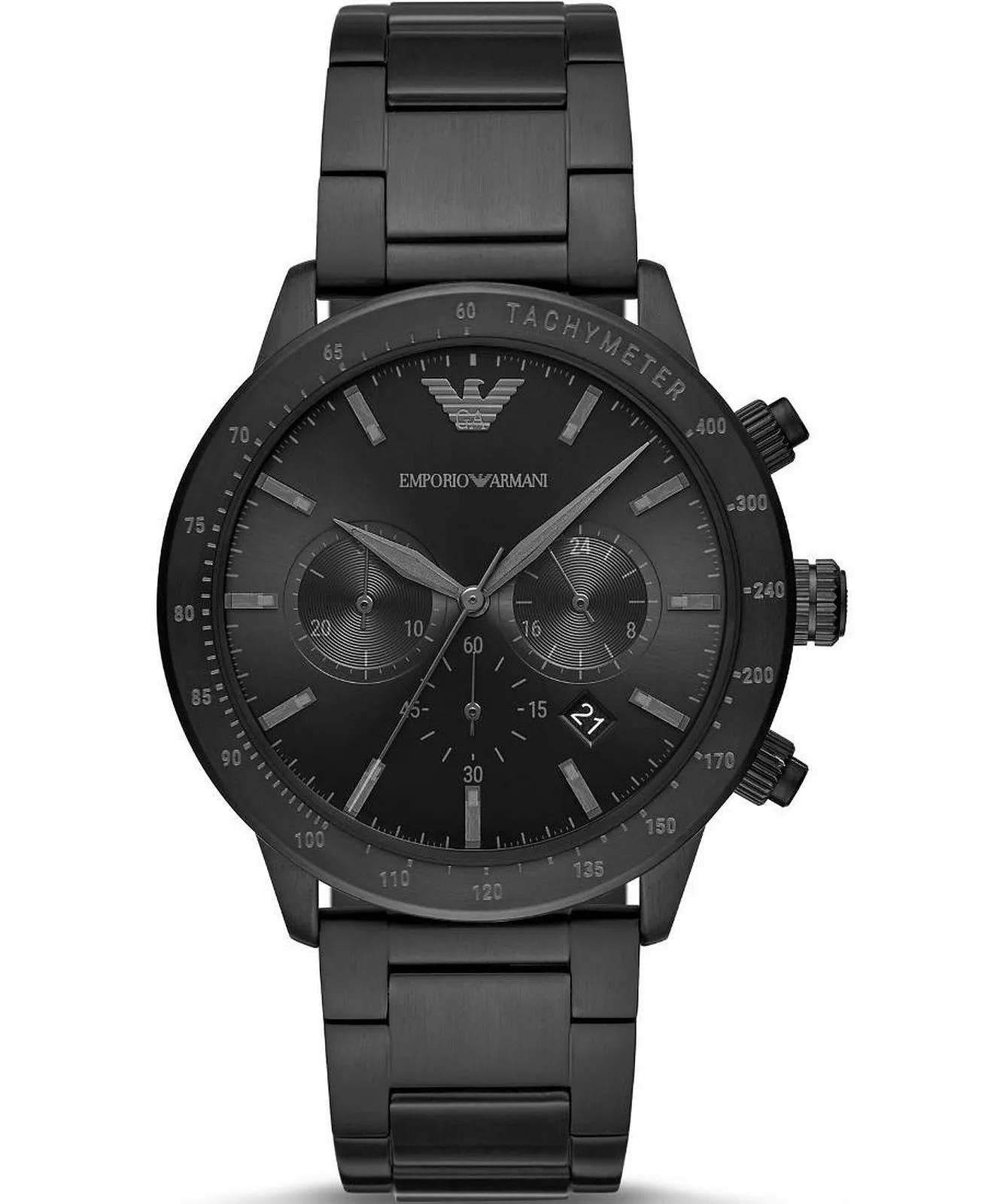 Emporio Armani AR11242 Men's Chronograph Black Stainless Steel Watch 43mm, NEW
