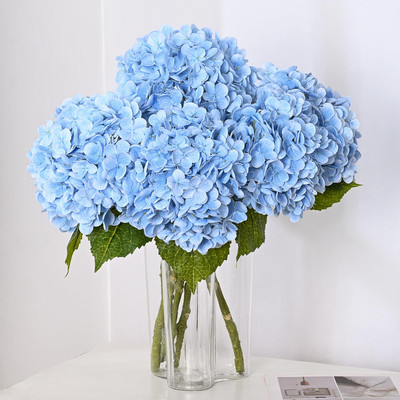 3Pcs 21in Hydrangea Artificial Flowers, Latex Real Touch Hydrangeas Lifelike ...