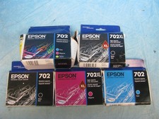 LOT OF 7 EPSON 702 & 702XL INK CARTRIDGES CMYK - NEW - FREE SHIPPING