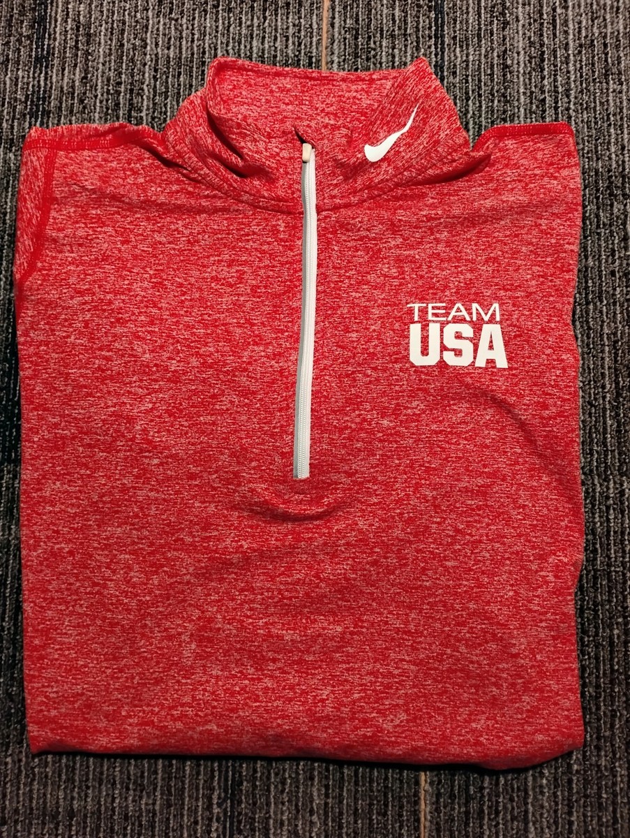 Nike Team USA Element 1/2 Zip Pullover Red Olympics Dri-Fit Sports