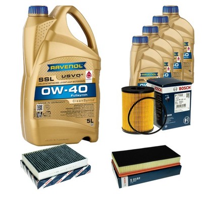 BOSCH Inspektionspaket 9L RAVENOL SSL 0W-40 für Porsche Cayenne 4.8 S