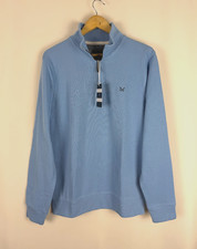 Image of CREW CLOTHING French Rib Half 1/2 Zip Sweatshirt Jumper in Blue BNWT, Large!