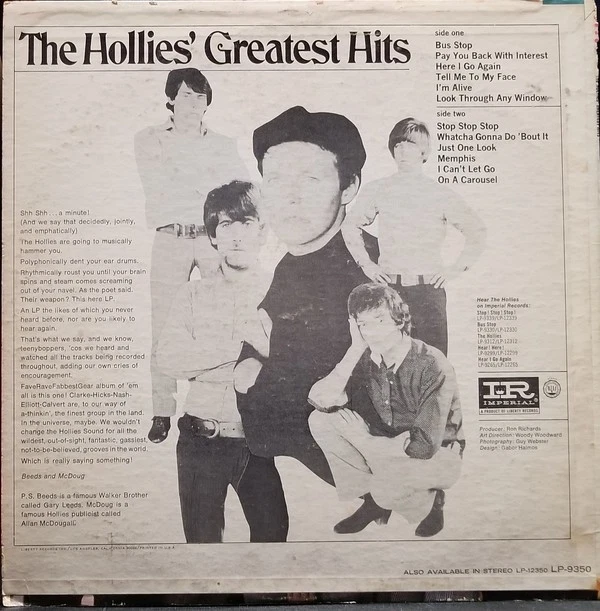 The Hollies - The Hollies' Greatest Hits (LP, Comp, Mono) (Very Good Plus (VG+)) - Image 2 of 4
