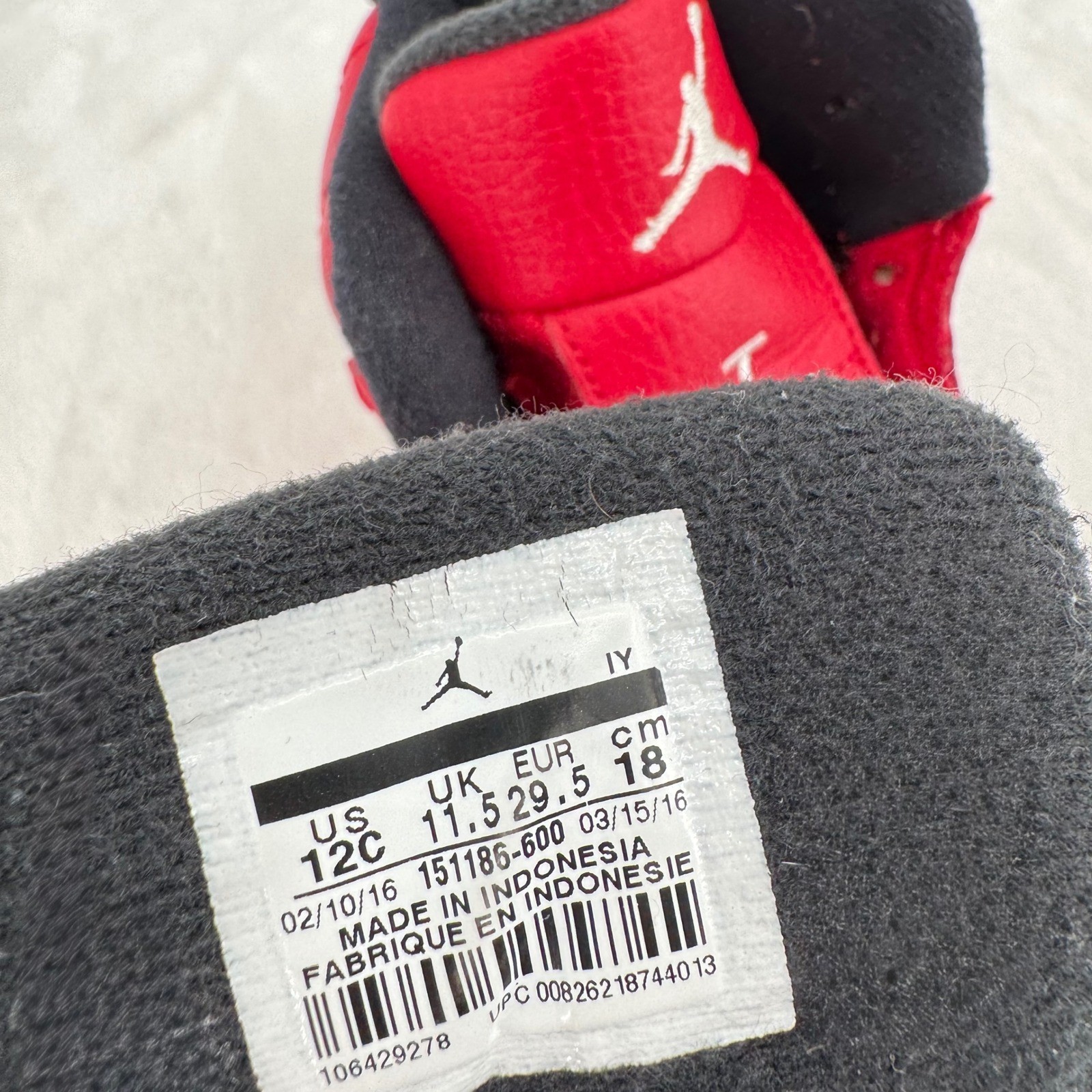 Air Jordan 12 Retro 'Gym Red' Youth Toddler Sneakers Size 12C Nike Jumpman thumbnail 6