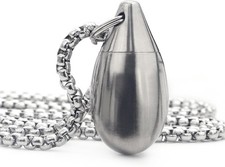 Pill Holder Necklace Nitro Case Titanium Container Silver