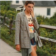 Maeve Anthropologie Lilith Plaid Oversized Double Breasted Blazer Jacket Sz 6