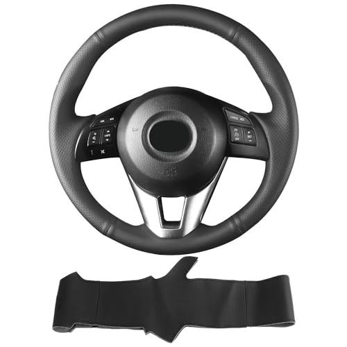 Hand Sewn Microfiber Leather Steering Wheel Cover on Original car with leather