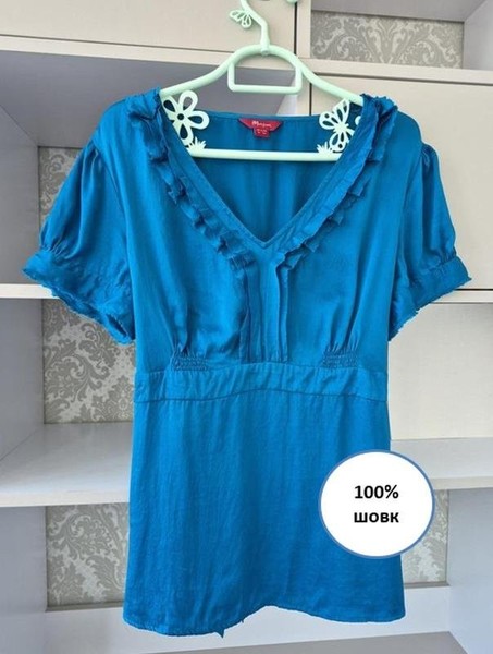 Women Monsoon Shirt Navy Silk M