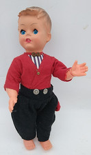 1950 s Vtg 12.5" Dutch Boy Celluloid Plastic Doll Molded Hair, Blue Eyes, Teeth