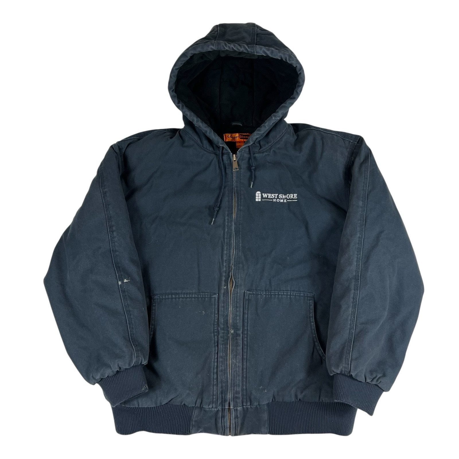 Mens XL Blue Distressed Corner Stone Insulated Carhartt Style Work Jacket