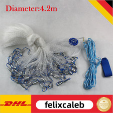 Ręcznie odlewana siatka rybacka z dyfuzorem, szczelna siatka pogrubiona pasek na rękę 14 stóp