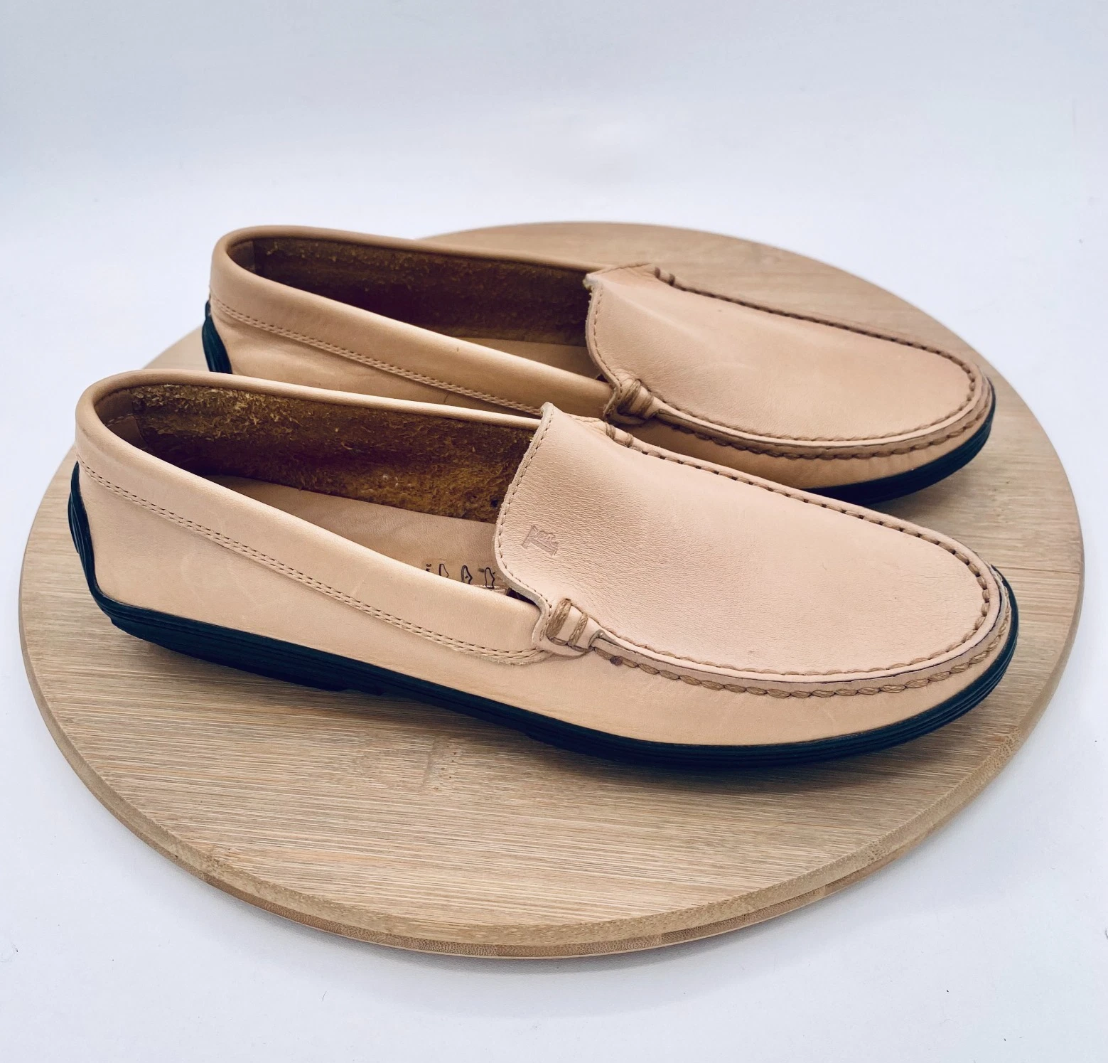 TOD’S Tods Shoes Mocassino Ballerine Donna 7.5 37.5 Beige Pelle Minimalista Guida Italia