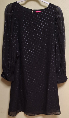 Lilly Pulitzer MAISEL SILK DRESS, ONYX BLACK, MOROCCAN METALLIC, NWT $248, US 4