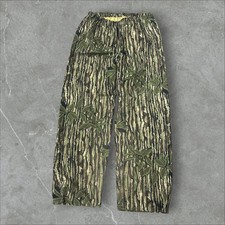Cabelas Gore-Tex Hunting Pants Mens Large Green Bark Camo Vintage Made in USA