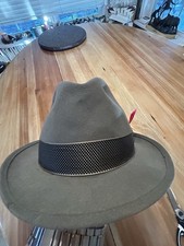 Stetson Royal Deluxe Hat 6 7/8 Long Oval Gray Felt Western Fedora