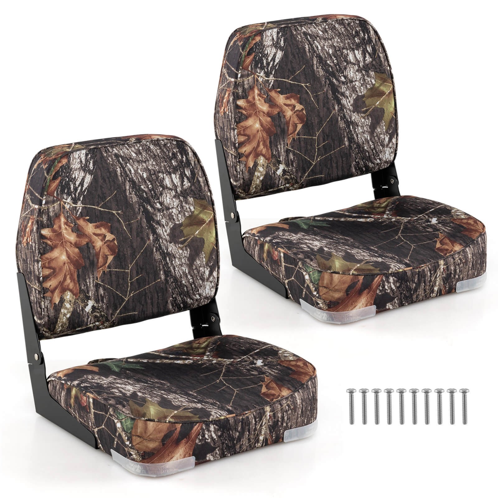 2-Pack Folding Boat Seats w/ Thick Sponge Padding Fixing Bolts Hinges