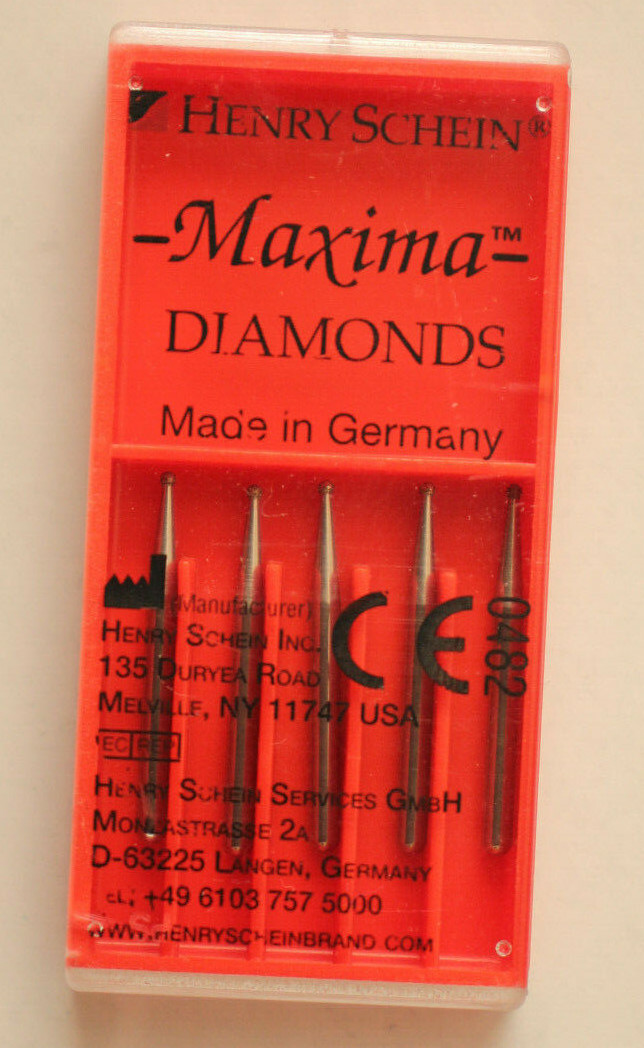 Henry Schein, Maxima Diamonds, Diamond Burs, 8782723, Pack of 5 New