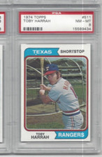 1974 Topps baseball card #511 Toby Harrah Texas Rangers graded PSA 8