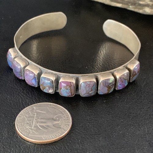 Damen lila Stein Sterlingsilber Navajo Reihe Armreif Armband 14211 - Bild 5 von 12