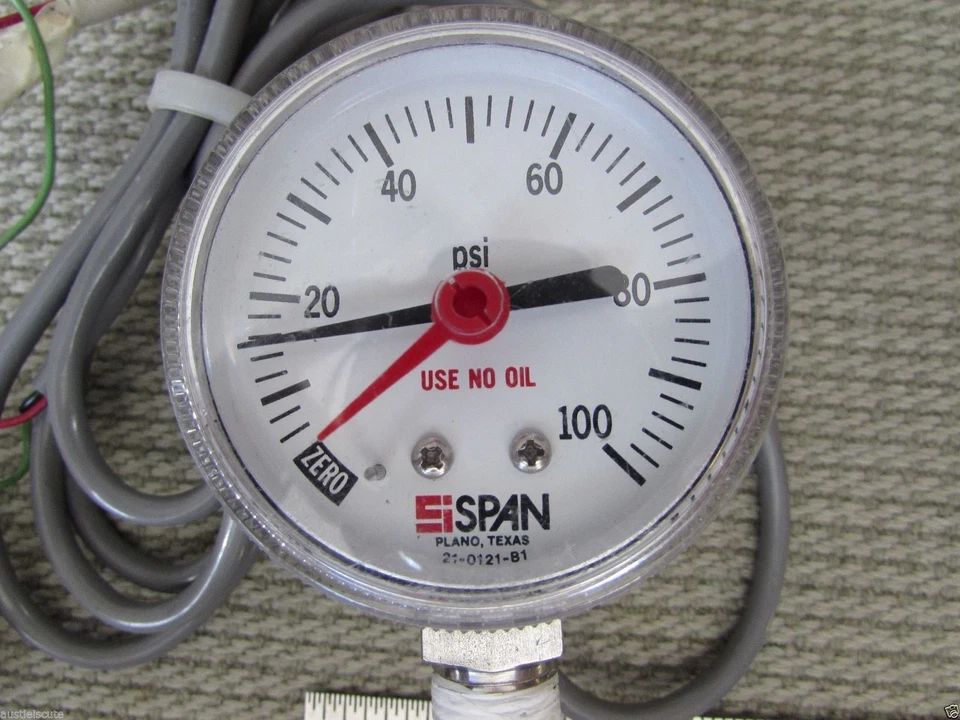 SI Span IPS-122 Type 2 0-100PSI Pressure Gauge Transmitter Millipore Descending - Image 2 of 4