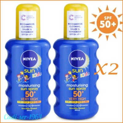 Nivea Sun Kids Feuchtigkeitsspendendes Sonnenspray LSF 50+ Wasserfest 2 x 200 ml.