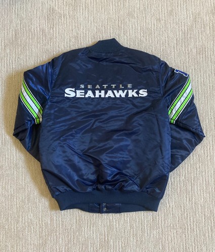 Sz Medium Men - Starter NFL Seattle Seahawks Bomber Jacker Full-Snap Nylon NEW - Picture 2 of 6