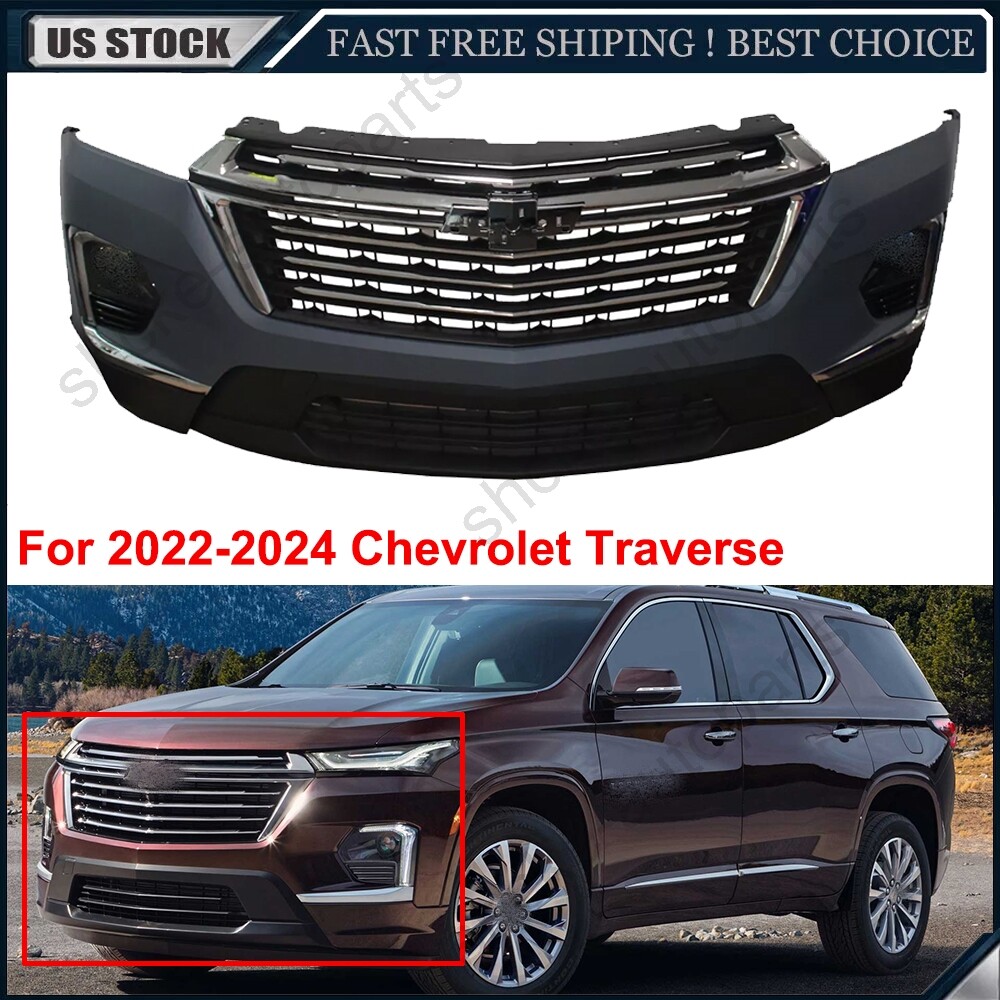Complete Front Bumper Cover Kit For 2022 2023 2024 Chevrolet Traverse