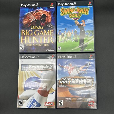 PS2 4 Game Lot - Canella Big Game, Swing Away Golf, Bowling, Tony Hawk Pro Skate