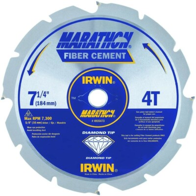 Irwin 4935473 7-1/4'' x 4T Fiber Cement Board Diamond Tipped Circular Saw Blade