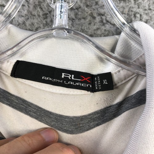RLX Ralph Lauren Polo Shirt Mens Size XL Performance Golf White Gray Striped - Picture 11 of 12
