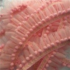 1M Curtain Ruffle Sewing Fringe Trim Pom Upholstery Ribbon DIY Craft Pink