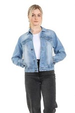 Womens Denim Jacket Ladies Casual Stretch Button Up Classic Jeans Casual Coat UK