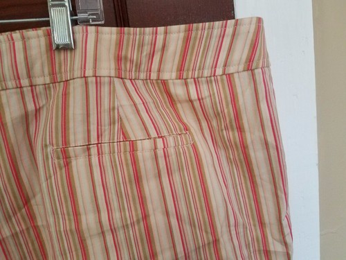 LANE BRYANT Women's 28 Beige Red Striped Cotton Spandex Embroidered Skirt - Picture 4 of 5