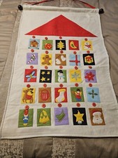 Vintage Handmade Christmas Advent Calender 33.5x24" With Dates see Details