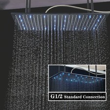 Regendusche LED Duschkopf Luxus Regenbrause Brausekopf Schwarz Edelstahl 40x80cm