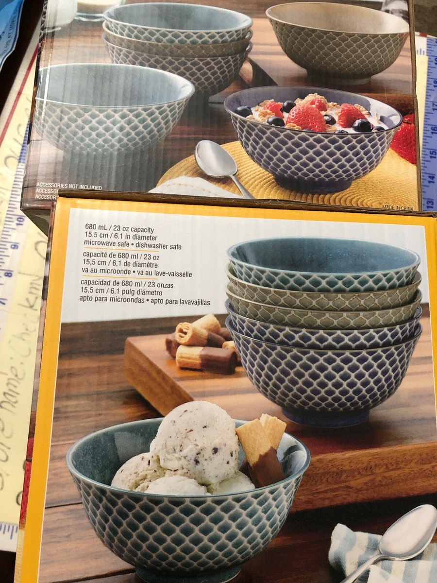 2X 100% Porcelain Embossed Bowl Set 6-piece, Dishwasher