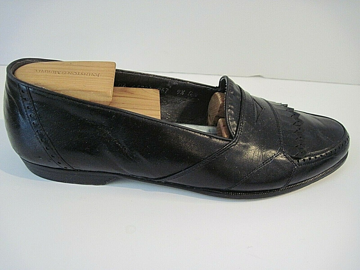 R MARTEGANI BOUTIQUE black leather penny loafers shoes 9 1/2  display picture 1