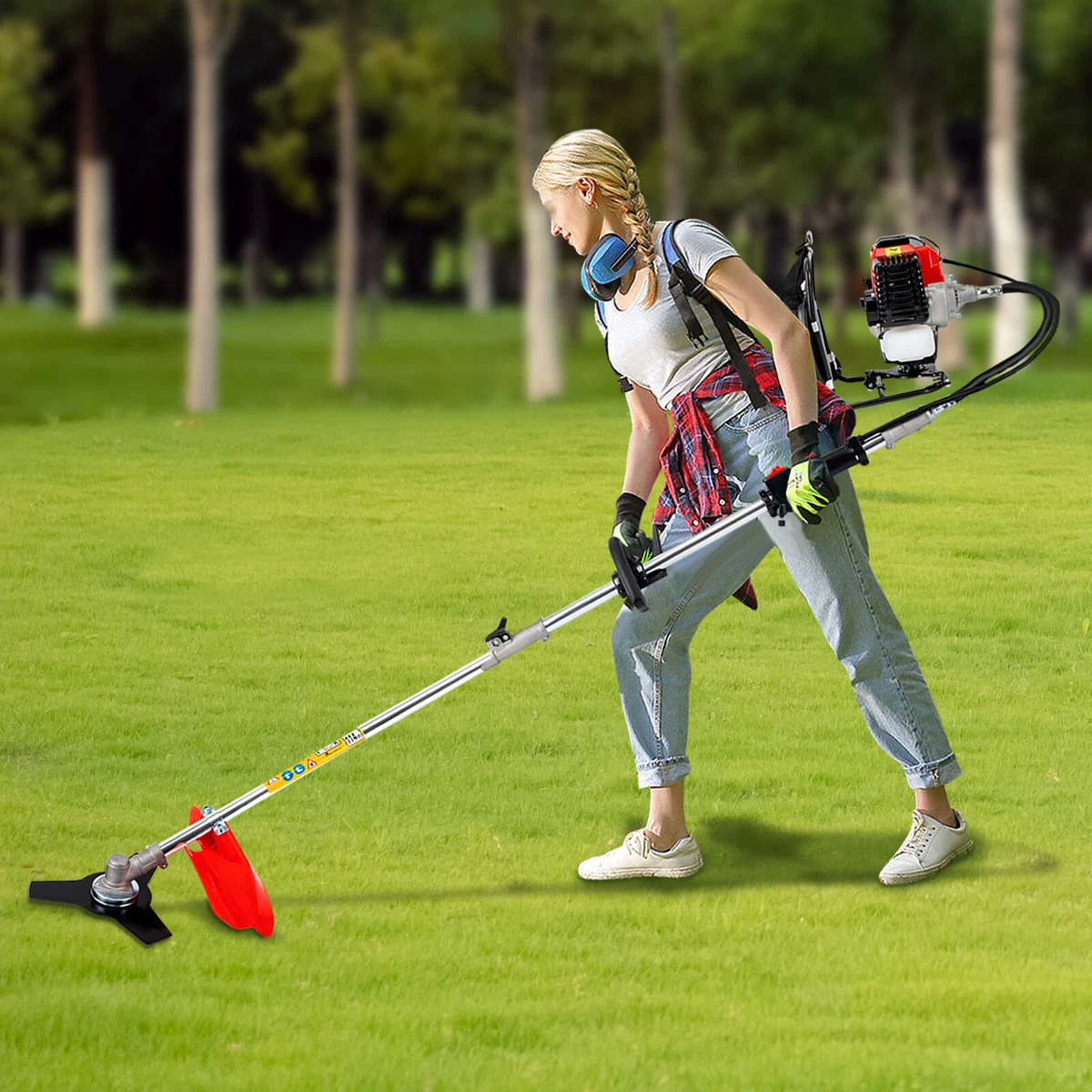 4 in1 Cutting Gas String Trimmer Petrol Backpack Brush Cutter Pole